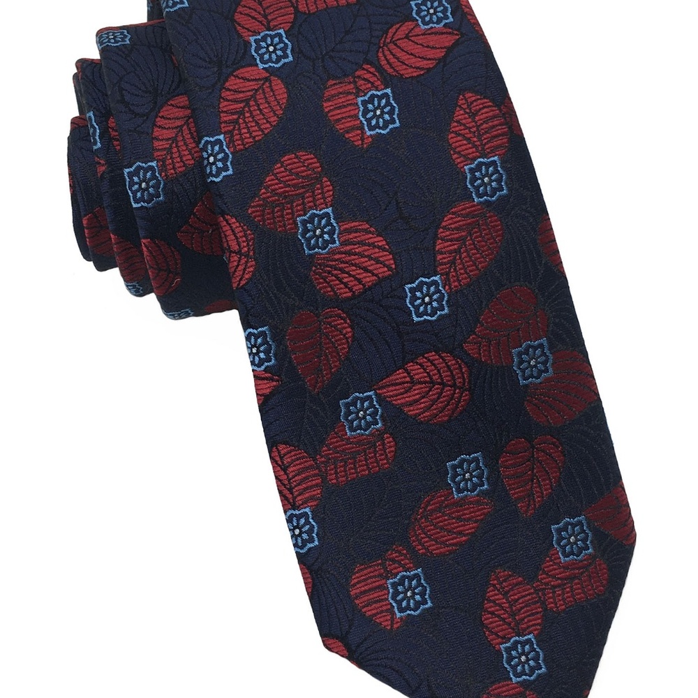 NWOT Ted Baker London Foliage Silk Tie Navy & Red